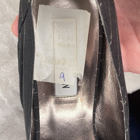 Steve Madden retro striped and pleated tuxedo peep-toe pumps, size 9 - Picture 10 of 12